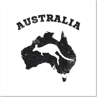 Australia Kangaroo Vintage Patriotic Map Posters and Art